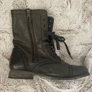Steve Madden Troopa Black Leather Combat Boots